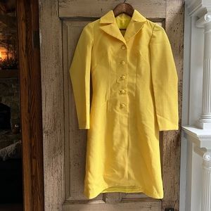 Vintage Bright Yellow Polyester Silk Lined Dress